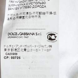 Pre Owned Dolce & Gabbana White Cotton Crest Detail Crew Neck T-Shirt S
