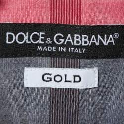 Pre Owned Dolce & Gabbana White/Pink Plaid Checked Cotton Gold Fit Shirt M