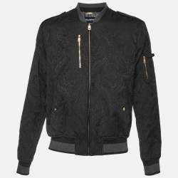 Pre Owned Dolce & Gabbana Black Jacquard Zip Up Bomber Jacket XXL