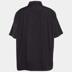 Pre Owned Dolce & Gabbana Black Cotton Logo-Plaque Short Sleeve Shirt XXXL