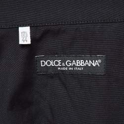 Pre Owned Dolce & Gabbana Black Cotton Logo-Plaque Short Sleeve Shirt XXXL