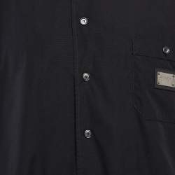 Pre Owned Dolce & Gabbana Black Cotton Logo-Plaque Short Sleeve Shirt XXXL