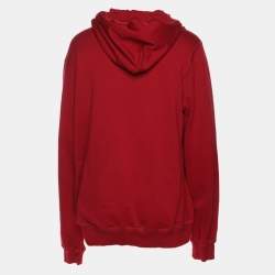 Pre Owned Dolce & Gabbana Burgundy Cotton Knit Logo Hoodie 4XL