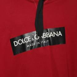 Pre Owned Dolce & Gabbana Burgundy Cotton Knit Logo Hoodie 4XL