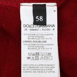 Pre Owned Dolce & Gabbana Burgundy Cotton Knit Logo Hoodie 4XL