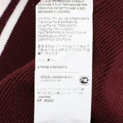 Pre Owned Dolce & Gabbana Burgundy Cotton Knit Logo Crew Neck Sweatshirt XXXL