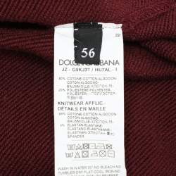 Pre Owned Dolce & Gabbana Burgundy Cotton Knit Logo Crew Neck Sweatshirt XXXL