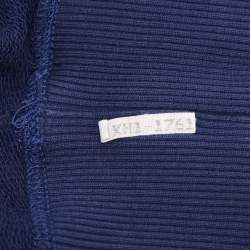 Pre Owned Dolce & Gabbana Blue Cotton Knit Logo Print Sweatshirt XXXL