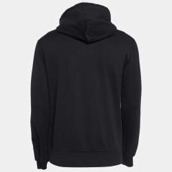 Dolce & Gabbana Black Cotton Logo Plaque Detail Zip Up Hoodie S