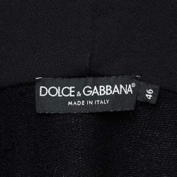 Dolce & Gabbana Black Cotton Logo Plaque Detail Zip Up Hoodie S