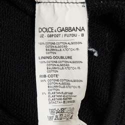 Dolce & Gabbana Black Cotton Logo Plaque Detail Zip Up Hoodie S