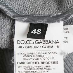 Dolce & Gabbana Grey Cotton Applique Detail Sweatshirt and Pants Set M