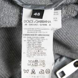 Dolce & Gabbana Grey Cotton Applique Detail Sweatshirt and Pants Set M