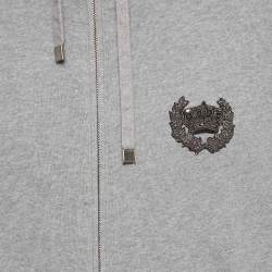 Dolce & Gabbana Grey Cotton Applique Detail Sweatshirt and Pants Set M