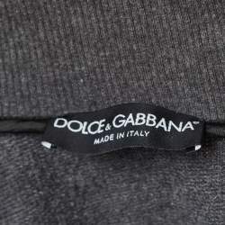 Pre Owned Dolce & Gabbana Grey Cotton Knit Zip Front Hooded Jacket L
