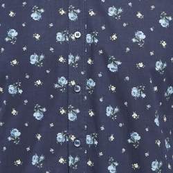 ممل وكة مسبقًا Dolce & Gabbana Blue Floral Print Cotton Sicilia Slim Fit Shirt L