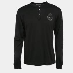 Pre Owned Dolce & Gabbana Black Embroidered Jersey Long Sleeve T-Shirt L