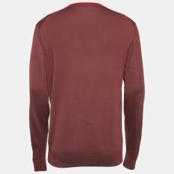 Pre Owned Dolce & Gabbana Burgundy Silk Knit Crew Neck Sweatshirt XL