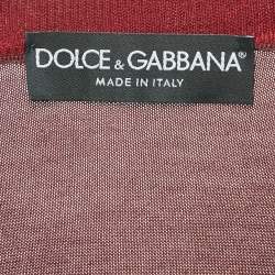 Pre Owned Dolce & Gabbana Burgundy Silk Knit Crew Neck Sweatshirt XL