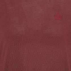 Pre Owned Dolce & Gabbana Burgundy Silk Knit Crew Neck Sweatshirt XL