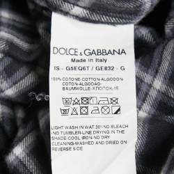 Pre Owned Dolce & Gabbana Grey Tartan Cotton Buttoned Patch Shirt XXL