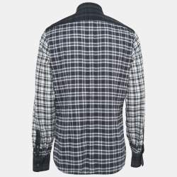 Pre Owned Dolce & Gabbana Grey Tartan Cotton Buttoned Patch Shirt XXL