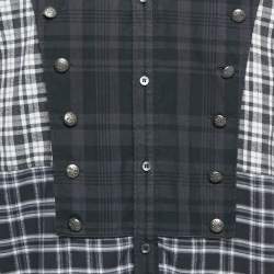 Pre Owned Dolce & Gabbana Grey Tartan Cotton Buttoned Patch Shirt XXL