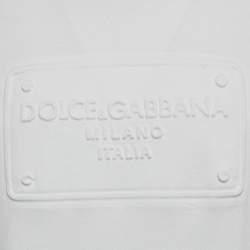 Pre Owned Dolce & Gabbana White Logo Embossed Cotton Sweatshirt XXL