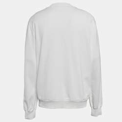 Pre Owned Dolce & Gabbana White Logo Embossed Cotton Sweatshirt XXL