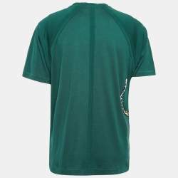 Pre Owned Dolce & Gabbana Green Leopard Applique Cotton Jersey T-Shirt L