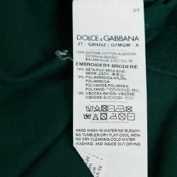 Pre Owned Dolce & Gabbana Green Leopard Applique Cotton Jersey T-Shirt L