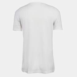 Pre Owned Dolce & Gabbana White Logo Print Jersey Crew Neck T-Shirt M