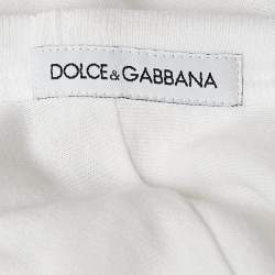Pre Owned Dolce & Gabbana White Logo Print Jersey Crew Neck T-Shirt M