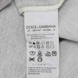 Pre Owned Dolce & Gabbana Blue/White Polka Dot Print T-Shirt M