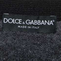 Pre Owned Dolce & Gabbana Black Checked Wool V-Neck Sweater M
