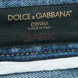 Pre Owned Dolce & Gabbana Blue Ripped Denim Slim Fit Jeans M Waist 32"