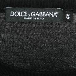 Pre Owned Dolce & Gabbana Black Heraldic Bee Patch Jersey T-Shirt XS