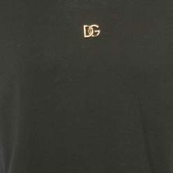 Pre Owned Dolce & Gabbana Black Logo Jewel Cotton Jersey T-Shirt XS