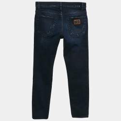 Pre Owned Dolce & Gabbana Navy Blue Washed Denim Skinny Jeans XS Waist 28"