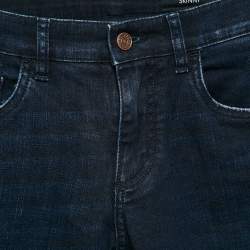 Pre Owned Dolce & Gabbana Navy Blue Washed Denim Skinny Jeans XS Waist 28"
