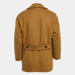 Dolce & Gabbana Brown Wool Blend Felt Double Breasted Peacoat XL