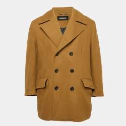 Dolce & Gabbana Brown Wool Blend Felt Double Breasted Peacoat XL