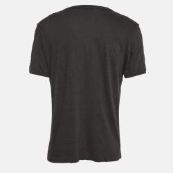 Pre Owned Dolce & Gabbana Black Melange Cotton Applique Detail T-Shirt XL