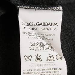 Pre Owned Dolce & Gabbana Black Melange Cotton Applique Detail T-Shirt XL