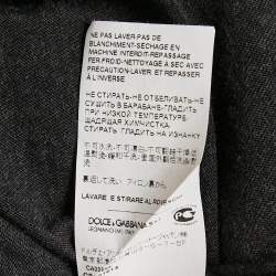Pre Owned Dolce & Gabbana Black Melange Cotton Applique Detail T-Shirt XL