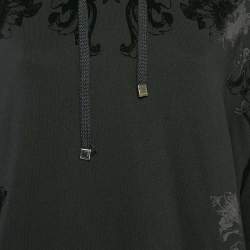 Pre Owned Dolce & Gabbana Black Flock Printed Cotton Hoodie L
