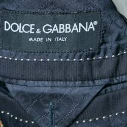 Pre Owned Dolce & Gabbana Gold Navy Blue Pinstripe Virgin Wool Suit XL