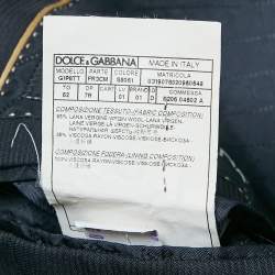 Pre Owned Dolce & Gabbana Gold Navy Blue Pinstripe Virgin Wool Suit XL