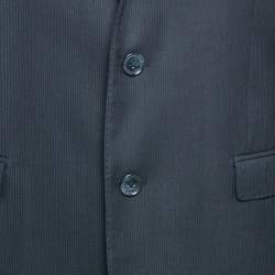 Pre Owned Dolce & Gabbana Gold Navy Blue Pinstripe Virgin Wool Suit XL