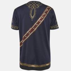 Pre Owned Dolce & Gabbana Navy Blue Medals Print Jersey T-Shirt XXXL